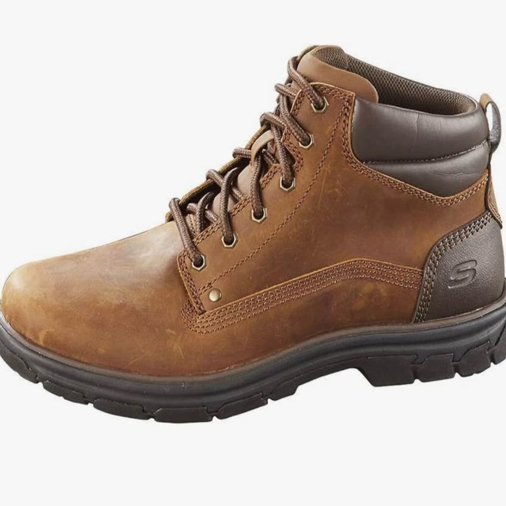 Skechers Men's Brown Lace-Up Leather Ankle Boot